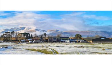 Scenic Wintry View of Rookin House Activity Centre in Troutbeck, Lake District