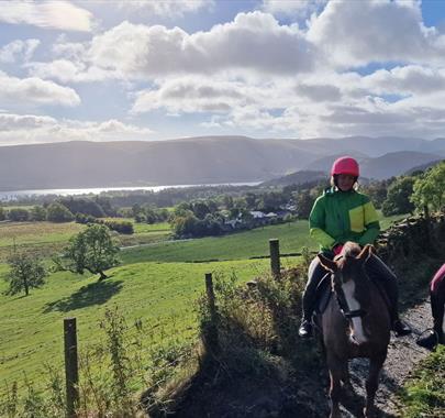 Visitors Horse Riding at Rookin House Activity Centre in Troutbeck, Lake District