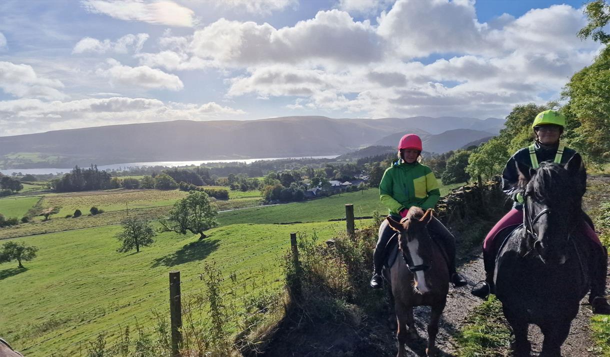 Visitors Horse Riding at Rookin House Activity Centre in Troutbeck, Lake District