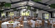 Wedding Breakfast Seating Layout and Decor at Rookin House Activity Centre in Troutbeck, Lake District