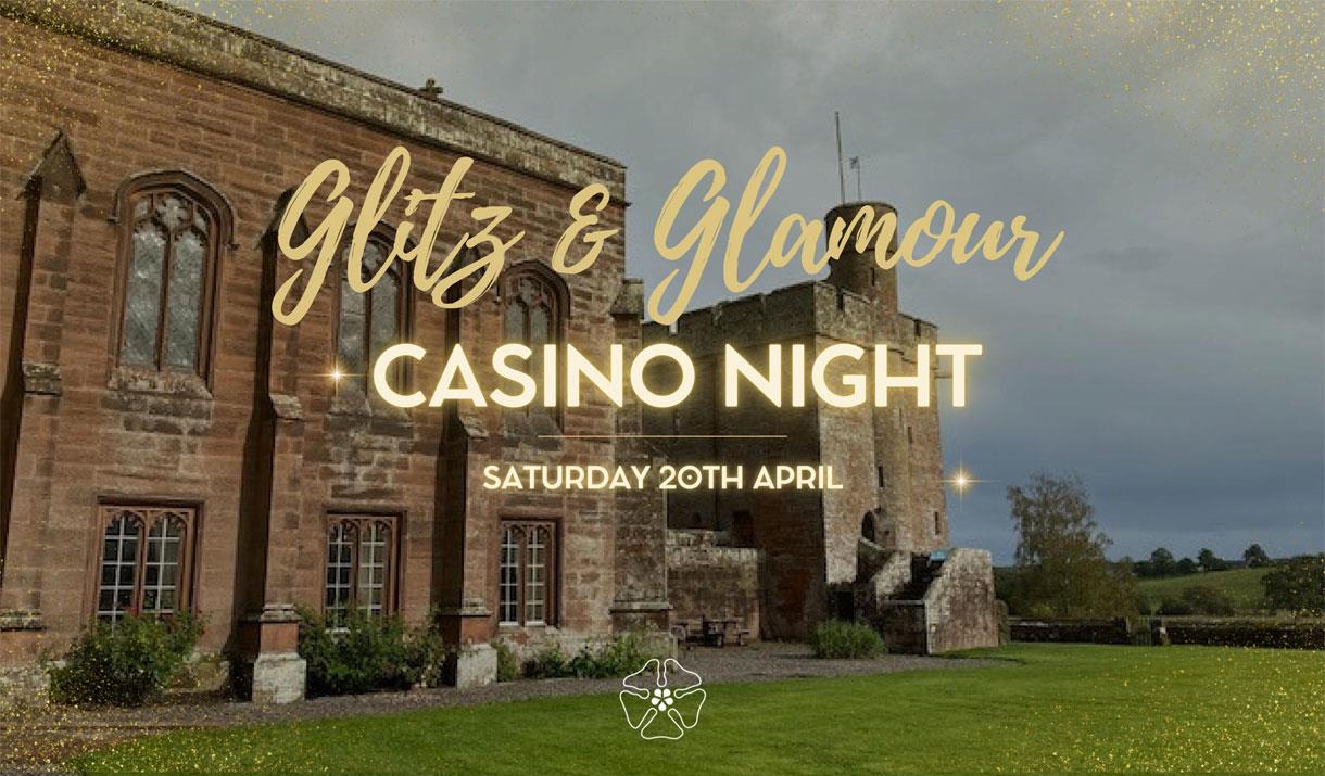 Poster for Glitz & Glamour Casino Night at Rose Castle in Dalston, Cumbria