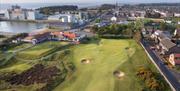 Aerial View of the 18th Hole and Town at Silloth on Solway Golf Club in Silloth, Cumbria