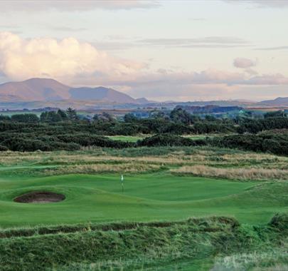 Views of Lake District Fells from the 6th Hole at Silloth on Solway Golf Club in Silloth, Cumbria