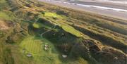 Aerial View of the 9th Hole and Solway Coast at Silloth on Solway Golf Club in Silloth, Cumbria