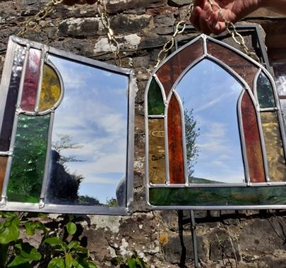 Stained Glass Mirror from a Quirky Workshop in Greystoke, Cumbria