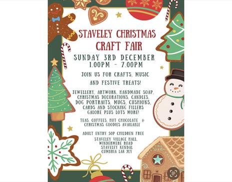 Poster for Staveley Christmas Craft Fair in Staveley, Lake District