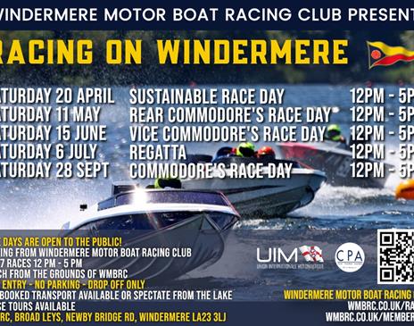 Informational Poster with Race Dates for the Windermere Motor Boat Racing Club