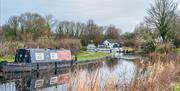 Views over the Lancaster Canal at Tewitfield Marina in Carnforth, Lancashire