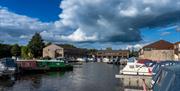 Tewitfield Marina in Carnforth, Lancashire, on a sunny day.