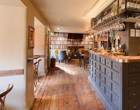 Bar and Seating at The Flying Pig Pub in Bowness-On-Windermere, Lake District