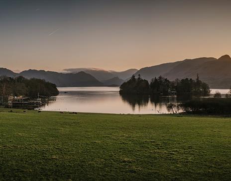 Scenic Photo of Derwentwater and Mountains near Theatre by the Lake in Keswick, Lake District