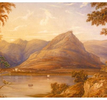 Romantic-style Painting of the Lake District, Promoting the Tree Talks: Trees, Tourism, and the Lakes Event with Wordsworth Grasmere in the Lake Distr