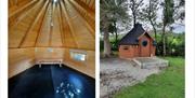 Interior and Exterior of Camping Cabins at Ullswater Holiday Park in the Lake District, Cumbria