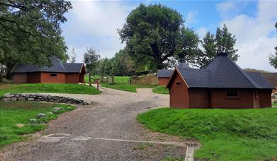 Exterior of Camping Cabins at Ullswater Holiday Park in the Lake District, Cumbria