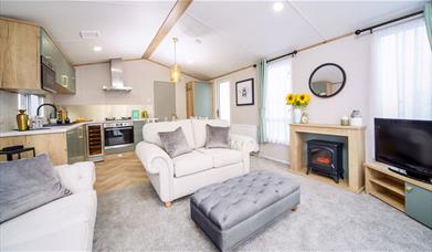 Lounge and Kitchen in Static Caravans at Ullswater Holiday Park in the Lake District, Cumbria