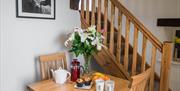 Dining Area and Stairs at The Hidden Place at Ullswater Holiday Park in the Lake District, Cumbria