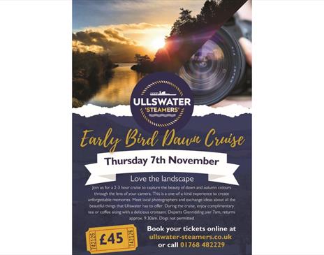 Poster for the Earlybird Dawn Cruise with Ullswater 'Steamers' in the Lake District, Cumbria