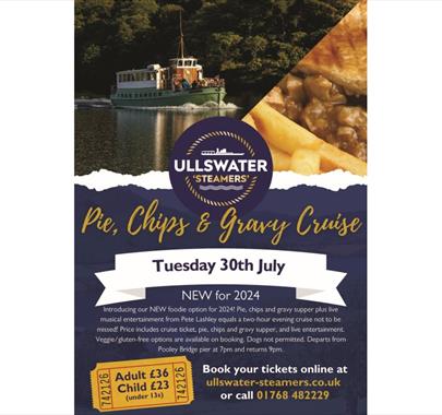 Poster for Pie, Chips & Gravy Evening Cruise with Ullswater 'Steamers' in the Lake District, Cumbria