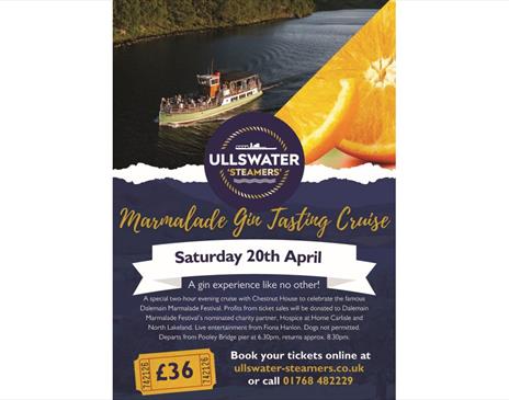 Poster for Marmalade Gin Tasting Cruise with Ullswater 'Steamers' in Ullswater, Lake District