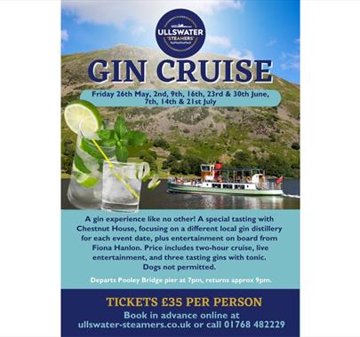 Flyer for Gin Cruise with Ullswater 'Steamers' in the Lake District, Cumbria