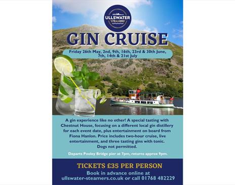 Flyer for Gin Cruise with Ullswater 'Steamers' in the Lake District, Cumbria
