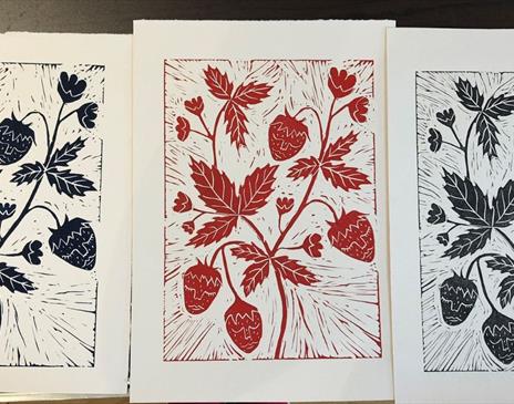 Art from Lino Printing and Card Making with Liz Jones Workshop at Rheged in Penrith, Cumbria