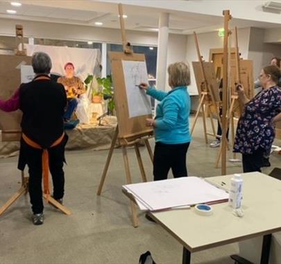 Visitors at the Life Drawing with Catherine MacDiarmid Workshop at Rheged in Penrith, Cumbria