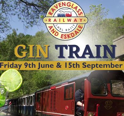 Advert for Gin Train Evening at the Ravenglass & Eskdale Railway in Ravenglass, Cumbria