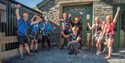 Excited Visitors Before Via Ferrata Xtreme at Honister Slate Mine in Borrowdale, Lake District
