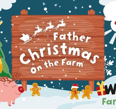 Poster for Father Christmas on the Farm 2023 at Walby Farm Park near Carlisle, Cumbria
