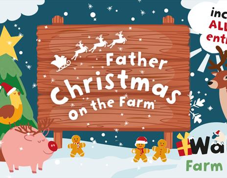 Poster for Father Christmas on the Farm 2023 at Walby Farm Park near Carlisle, Cumbria