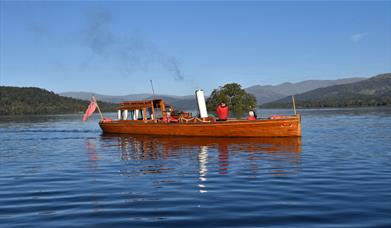 Heritage Boat on Lake Windermere at Windermere Jetty Museum in Bowness-on-Windermere, Lake District