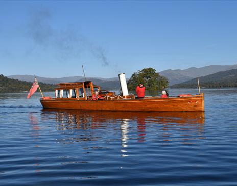 Heritage Boat on Lake Windermere at Windermere Jetty Museum in Bowness-on-Windermere, Lake District