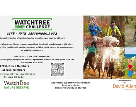 Informational Poster for the Watchtree 100MPH Challenge at Watchtree Nature Reserve in Wiggonby, Cumbria