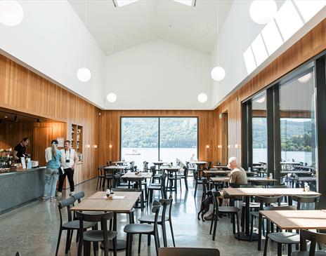 Spacious Dining with a View at The Cafe at Windermere Jetty Museum in Windermere, Lake District