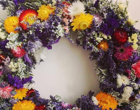 Wreath from the Everlasting Dried Flower Wreath Workshop in Egremont, Cumbria