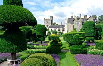 Gardens and Topiary at Levens Hall & Gardens in Levens, Cumbria
