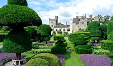 Gardens and Topiary at Levens Hall & Gardens in Levens, Cumbria