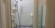 Shower with Support Rails at Bowfell Cottage in Bowness-on-Windermere, Lake District