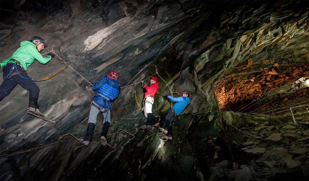 Climb in the Mine at Honister Slate Mine