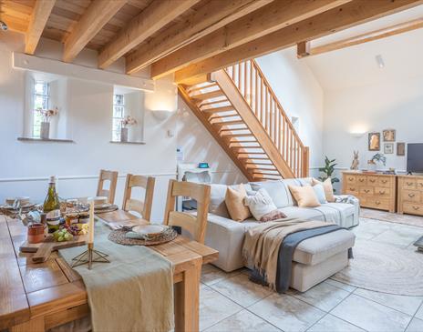 Dining and Living Space in The Byre at The Green Cumbria in Ravenstonedale, Cumbria