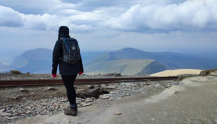 View of walker near snowdon summit
