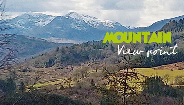 Scooter route view of Snowdonia mountain range