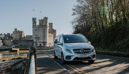 Celticos Tour vehicle near Caernarfon Castle