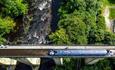 Narrowboat crossing the Pontcysyllte Aqueduct seen from above
