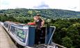 Little Star trip boat crossing the Pontcysyllte Aqueduct in North Wales