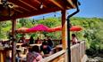 a sunny scene on the Riverbanc llangollen decking