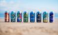 Wild Horse cans on beach