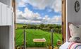 View from the shepherd's hut kitchen