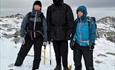 Walkers on Snowdon during the winter on a Large Outdoors guided walk